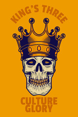 skull head wear crown card poster vector illustration