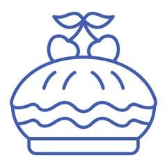 Cherry Pie Multicolor Line Icon