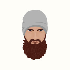 International Beard Day.Digital vector illustration of male face. Bearded man.World Beard Day.Mustache Day. September 03.Flat Vector Illustration.Bearded man.Happy World Beard Day.
