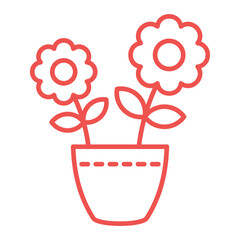 Flower Pot Multicolor Line Icon