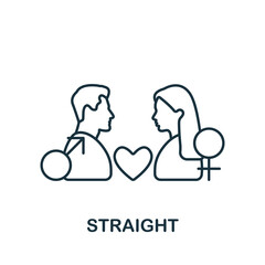 Straight icon. Line simple Lgbt icon for templates, web design and infographics