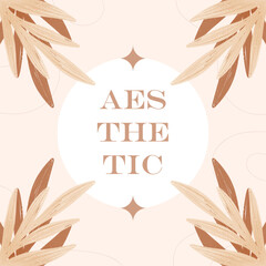 Obraz premium Aesthetic flower plant leaves social media template