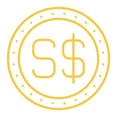 Singapore Dollar Multicolor Line Icon
