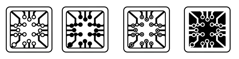 Chip vector icon set. Microchip illustration symbol collection. CPU sign. core logo.