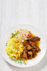 beef rouladen with potato mash and sauerkraut