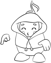 Chibi musician. Element for coloring page. Cartoon style.