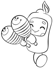 Chibi musician. Element for coloring page. Cartoon style.