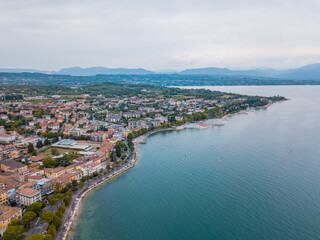 Fototapeta na wymiar Italy, August 2022: panoramic view of Desenzano del Garda in the province of Brescia Lombardy