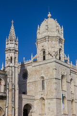 Fototapeta na wymiar Towers of the Jeronimos monastery in Belem, Lisbon, Portugal
