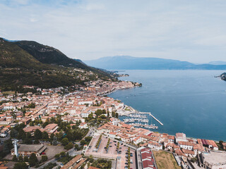 Obraz premium Italy, August 2022: panoramic view of Salò on Lake Garda in the province of Brescia, Lombardy