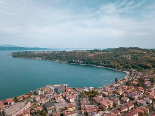 Naklejka na ściany i meble Italy, August 2022: panoramic view of Salò on Lake Garda in the province of Brescia, Lombardy