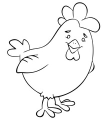 Chicken. Element for coloring page. Cartoon style.