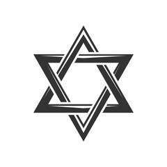 David star isolated monochrome shield of Magen. Vector symbol of Jewish and Judaism