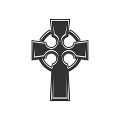 Catholic religion symbol, celtic cross isolated icon. Vector ancient crucifix featuring nimbus or ring