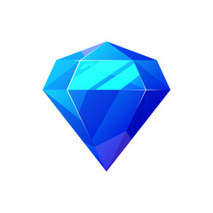 Blue diamond isolated precious gemstone. Vector sapphire or swiss topaz cut crystal with facets