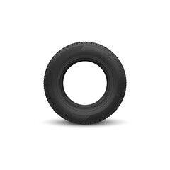 Vehicle black rubber tire isolated mockup. Vector round car wheel, automobile rim