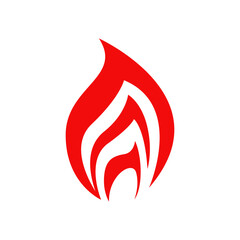 Obraz premium Red fire isolated vector icon, campfire or torch flame, burning bonfire blaze symbol. Glowing Shine flare with long tongues. Cartoon ignition fire tongues