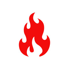 Fire with long waving tongues, red campfire isolated vector icon. Torch flame, burning bonfire blaze symbol. Glowing flare cartoon ignition fire sign