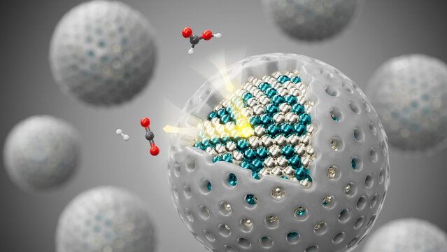 Nanocatalyst reaction, illustration
