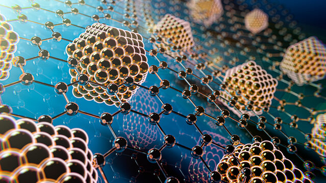 Graphene containing nanoparticles, illustration