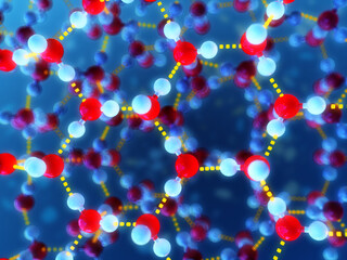 Regular crystalline structure of ice, illustration