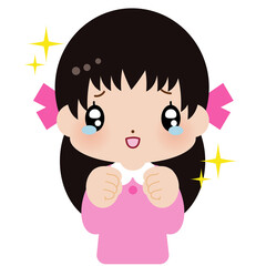 キラキラ　うるうる　涙　リボン　女の子　素材