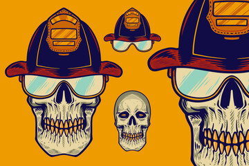 skull head wear helmet vector illustration
