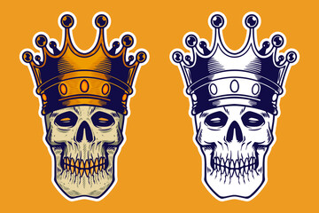 skull head wear crown vector illustration