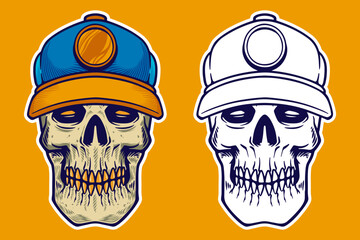 skull head wear hat card poster vector illustration
