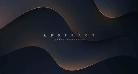 Simple luxury background with wavy golden lines.