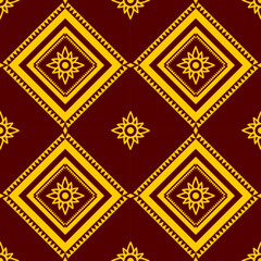 Fabric pattern. vector seamless pattern. Creative a textile with  geometric symbols, circle, rectangle, square, triangle and water drop shape on brown background, flat design vector illustration