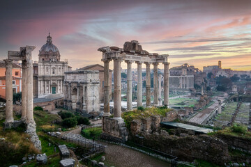 Fototapeta na wymiar Roman Forum archaeological touristic destination unesco world heritage