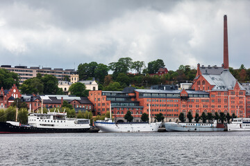 Ships on the pier. Stockholm. Sweden. - 524232999