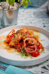 Baked chicken with tomatoes and herbs sauce