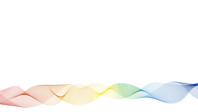 白い背景にレインボーカラーの波形を描く線 - DX･多様性･lgbtq+のイメージ素材
