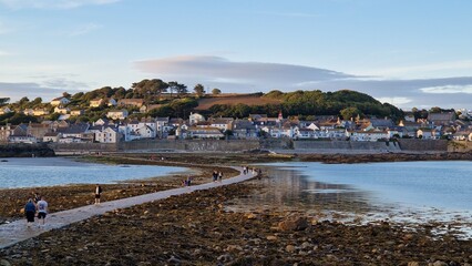 View from Marazion castle toward the village, Cornwall