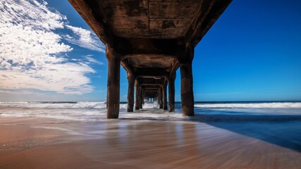 Beautiful shot of beneath Manhattan Beach Pier