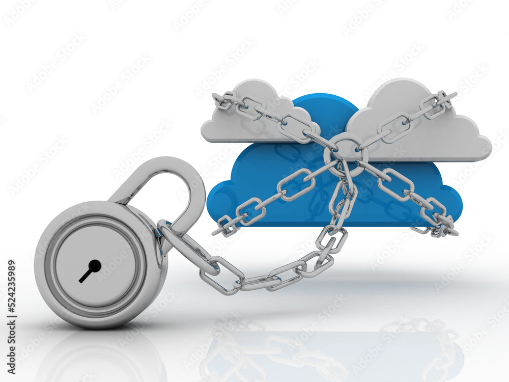 Poster 3d rendering cloud computing, security