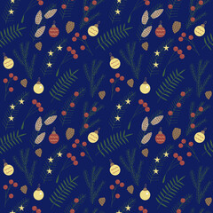 Christmas and New Year seamless pattern vector illustration, hand drawing
