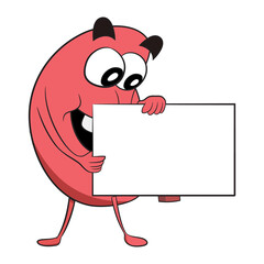 Kidney Character in cartoon style holding a message board