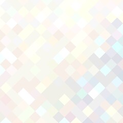 Brilliance crystal pixels mosaic texture. White iridescent geometric empty background. Subtle holographic diamond template.