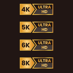 4k ultrahd,5k ultrahd,6k ultrahd,8k ultrahd video resolution icons