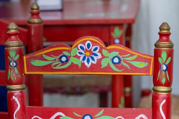 Detail of the chair inside a stand at the April Fair in Seville (Spain).