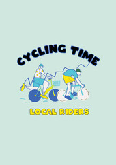 CYCLING TIME UNISEX ACTIVE FAST TRACK SPORT COMMUNITY SPIRIT LOCAL RIDER GRAPHIC VECTOR