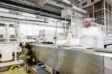 Food chocolate sweets production with conveyor belt machines