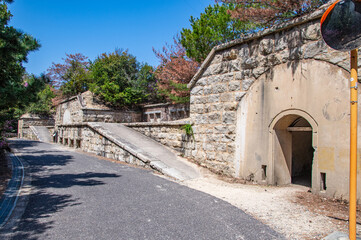 Naklejka premium 大久野島の北部砲台跡 広島県竹原市忠海町 Northern Cannon Battery Ruins on Okunoshima island known as 
