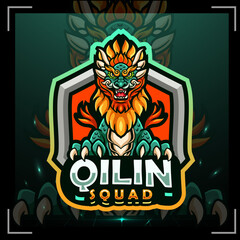 Qilin dragon mascot. esport logo design