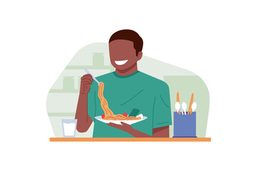 person eating Chinese food