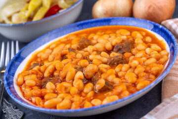 Turkish foods; dried bean (kuru fasulye)