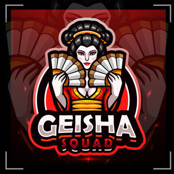 Beautiful geisha mascot. esport logo design